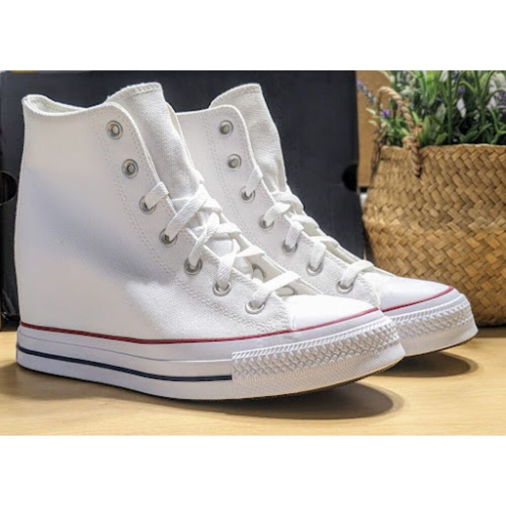 Converse Chuck Taylor All Star White Wedge Platform Hi Top Shoes Women's 9.5 NIB